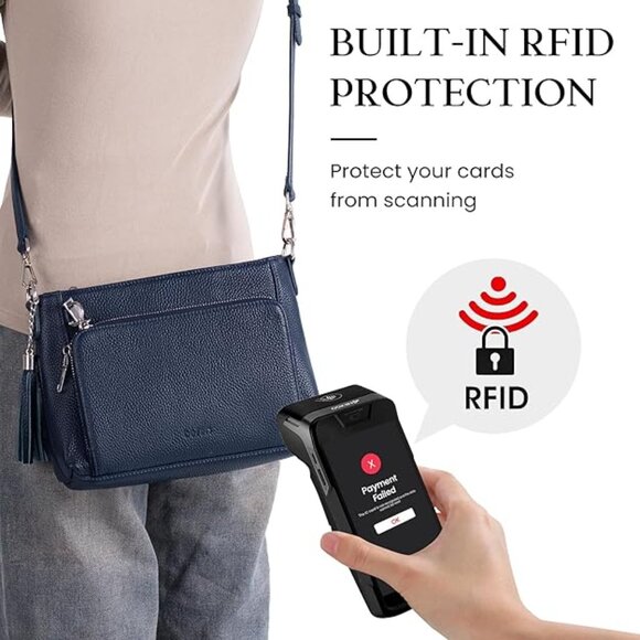 befen Genuine Leather Crossbody Flight Attendant  Shoulder Bag Anti Theft Purse - Picture 5 of 6